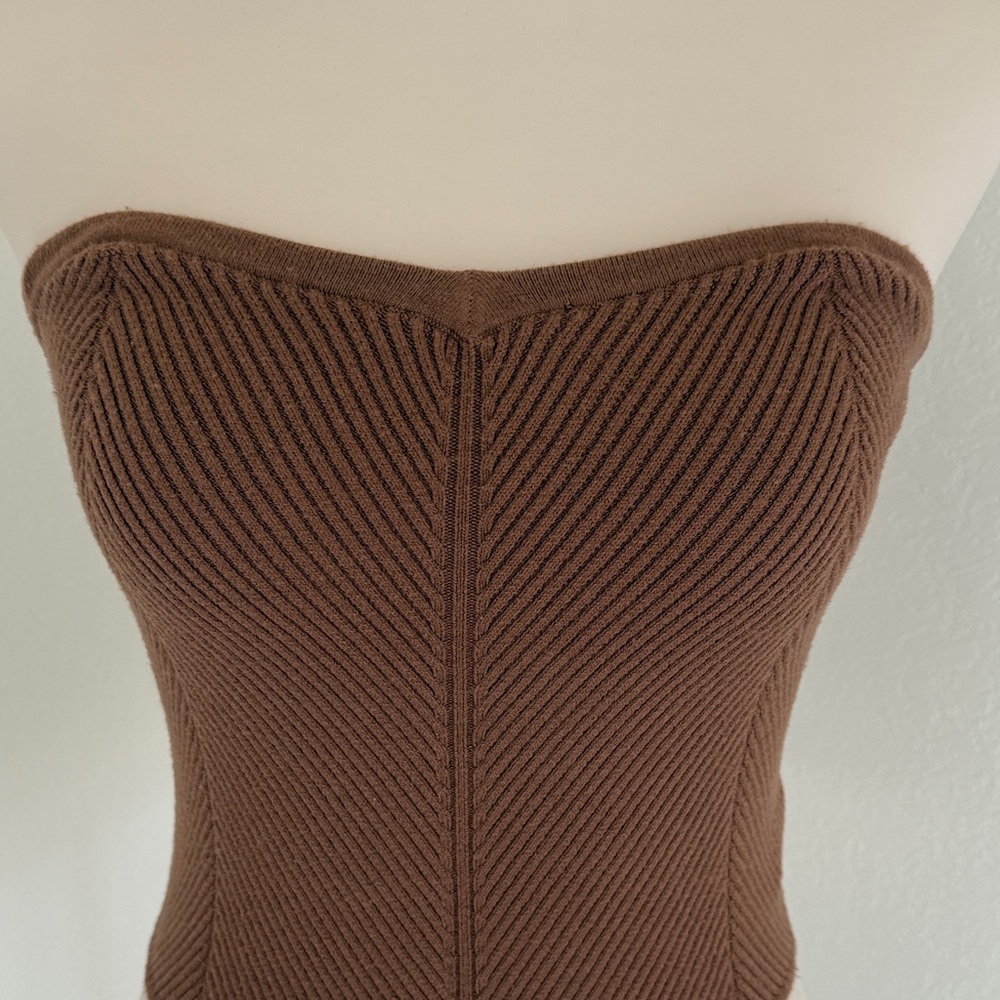 Aerie Stylish Brown Ribbed Tube Top - Picture 3 of 4